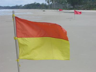 Swim Flags at Beach at Teluk Sumpat