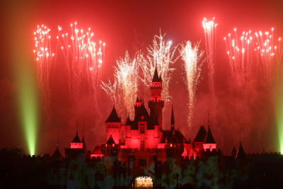 Sleeping Beauty Castle Red Fireworks