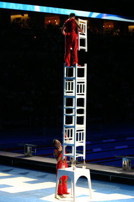 Chinese acrobats entertain the crowd