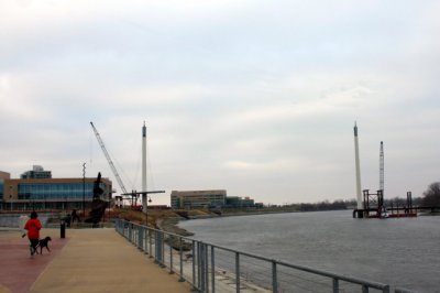 Pedestrian bridge under construction