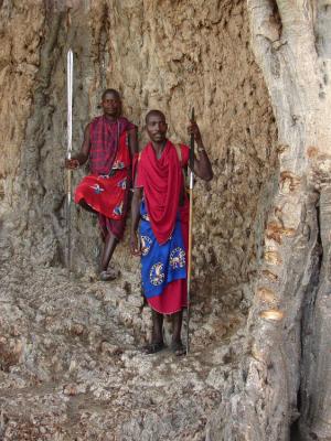 Masai friends in elephant cavity