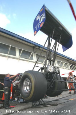 35 Tyres and flap of top fuel in the stand