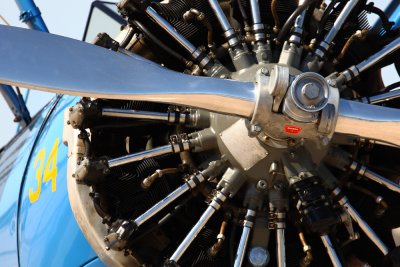 Radial engine in a Stearman biplane