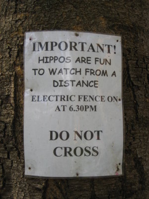 Friendly warning at Fisherman's Camp.