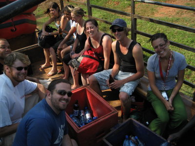 On the way back to the campsite with a cooler of beer.