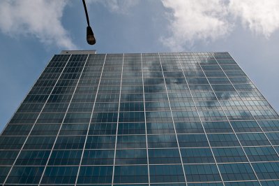 Glass building and clouds