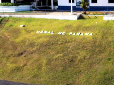 Panama Canal Sign in Grass
