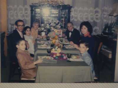 Celebrating Easter dinner at our grandparents