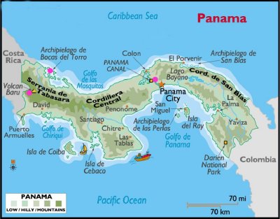 Map of Panama showing our three main destinations