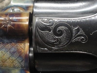 Scrollwork on revolver cylinder