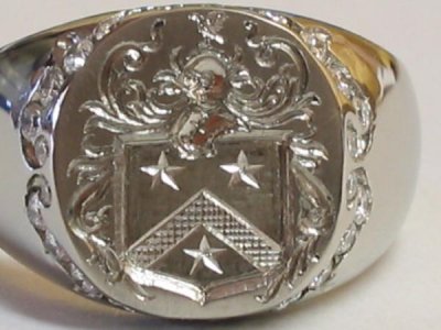 Coat of Arms on small white gold signet