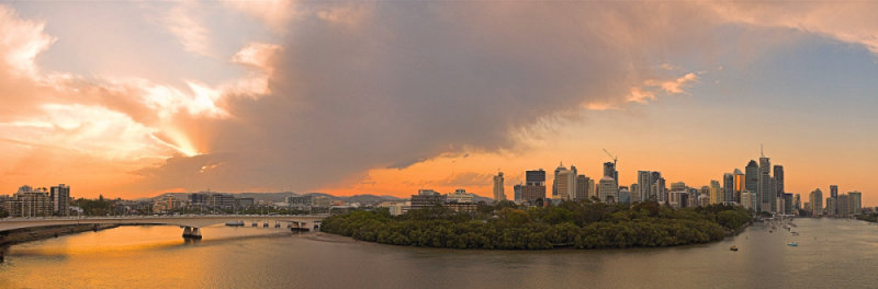 Brisbane sunset cloudscape skyline panorama