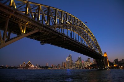 Sydney and harbour bridge at dusk 2
