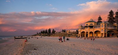 Cottesloe Beach and Indiana Teahouse at sunset