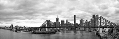 Brisbane black and white cityscape panorama
