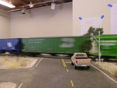 Westbound grain train at speed somewhere in Eastern WA, sorta.