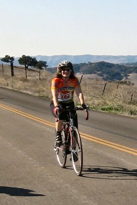Geri is rolling along amidst the beautiful scenery in Solvang - Nov 2007