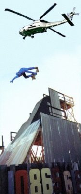 after the invisible man shoot . b drops into the mega ramp from a chopper