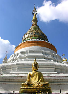Buddha with white stupa (Chiang Mai)