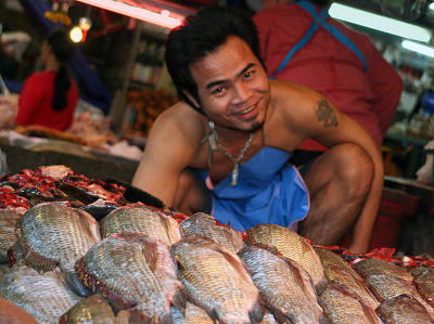 happy fishmonger