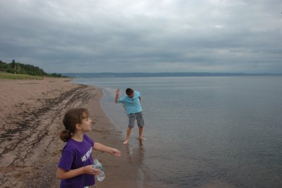 Skipping rocks on Lake Superior
