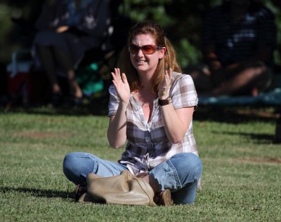 A happy mom at the cricket