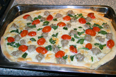 Taleggio and sicilian sausage pizza
