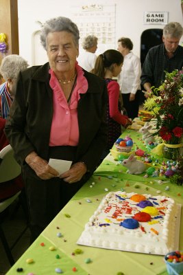 Grandma Ruby Poses with Cake