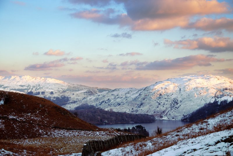 first glimpse of Grasmere lake from ascent to Silver How