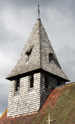 Tedstone Delamere - tower or steeple? based on timber frame and clad in shingles