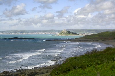 Mounts Bay - Penzance in background, Perranuthnow beach in foreground