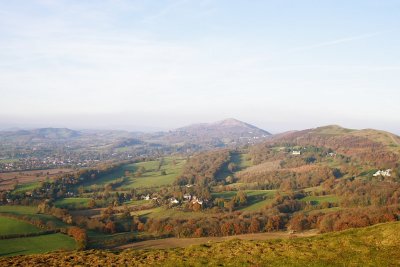 Colwall left hand centre, with separate settlement of Evendine below it and isolated large houses on slopes of the hills right