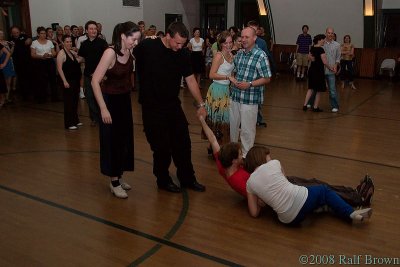 David and Micah(sp?) are dragged into the Lindy Hop demo