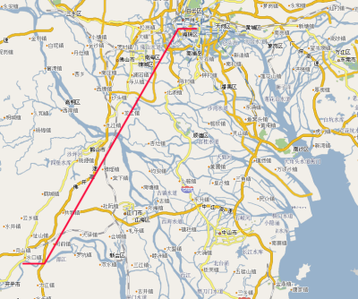 Shiukou 水口 to Guangzhou 广州 Map