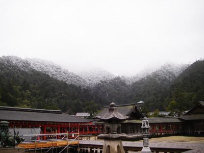 tsukushima Shrine (厳島神社) and Mt. Misen (弥山) with snow 027.jpg