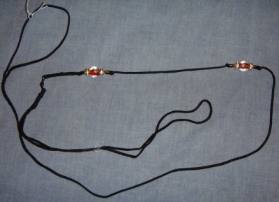 Lead 14- Black cord with Red Rose beads
