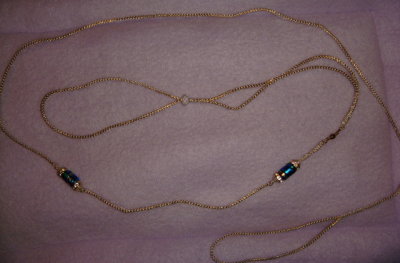 Gold and White cord with Blue Lampwork beads