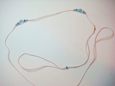 Lead 3  Gold and White cord with blue beads