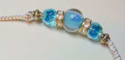 Blue glass and blue and gold accent beads and rondells
