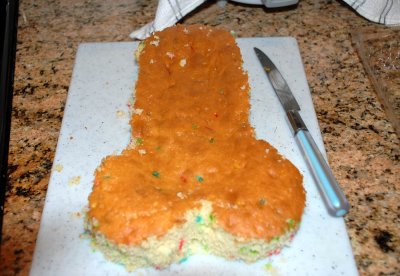 Penis cake in the making