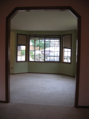 Looking from dining room into living room