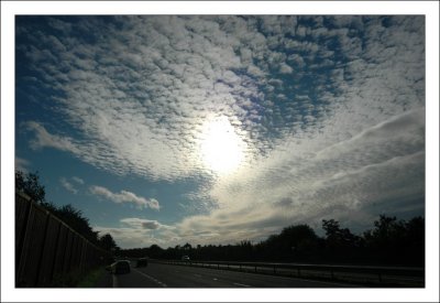 Beautiful clouds as we head west on the A5