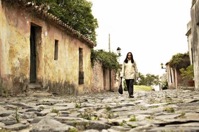 Original Portuguese cobbled streets with central drainage