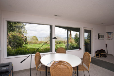 Downstairs multipurpose room and view of Puget Sound