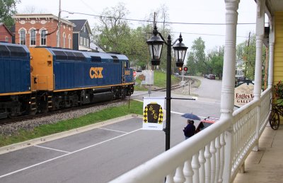 The CSX Derby train pulls into downtown Midway  to load passengers. 