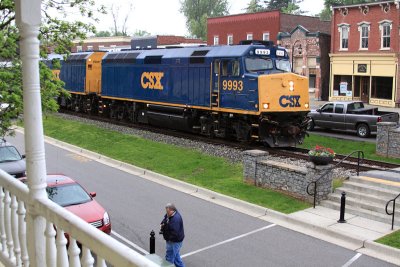 The CSX Derby train pulls into downtown to load passengers. 