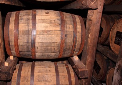Charred white oak barrels