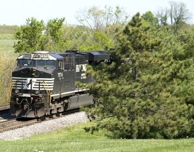 NS 7574 leads train 793 as they ease through the siding at Waddy 