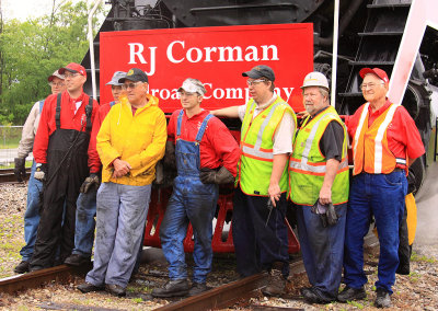 The Corman steam crew poses for a group shot after pulling the Derby train to the wye near Bagdad