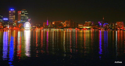 City reflections on the water